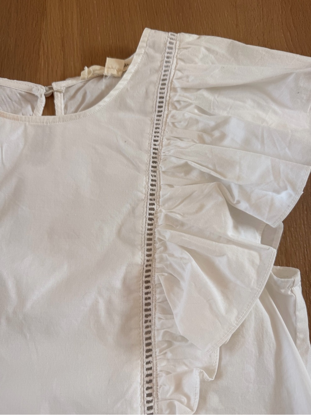 Painted Threads White Ruffle-Trim Cotton Blouse - Picture 3 of 9